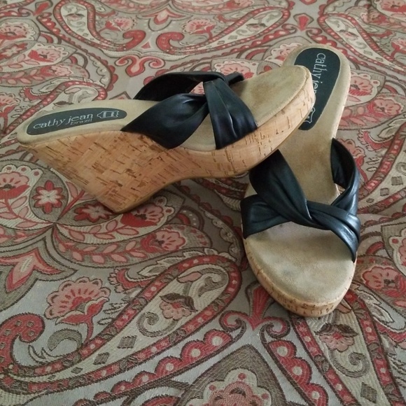 Black Wedge (cork) Heels - Picture 1 of 4